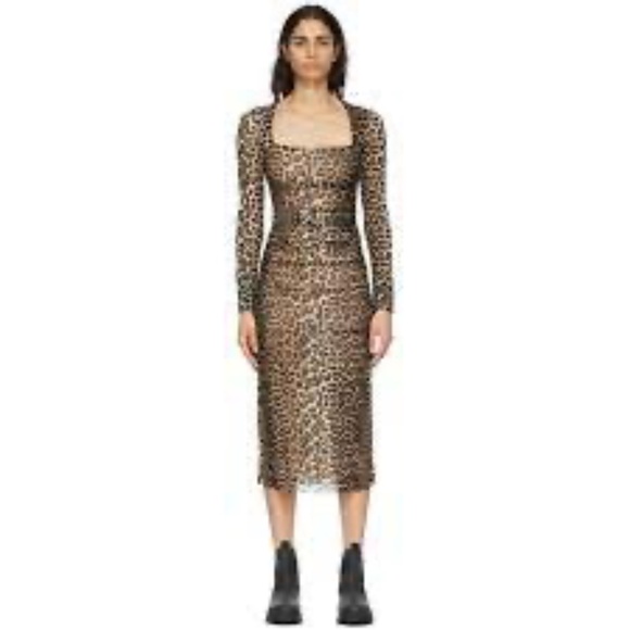 Ganni Leopard Print Dress - Picture 1 of 8